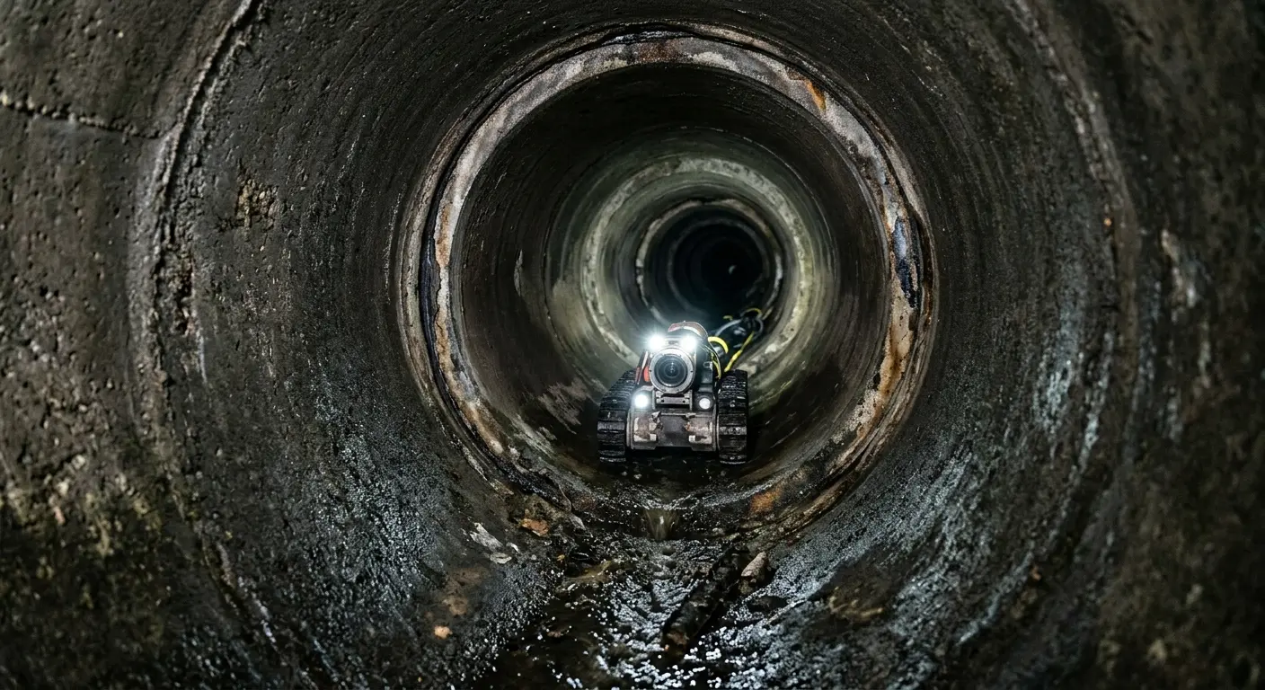 Robotic sewer camera inspecting pipe interior for Drain Snake Service in Brecksville